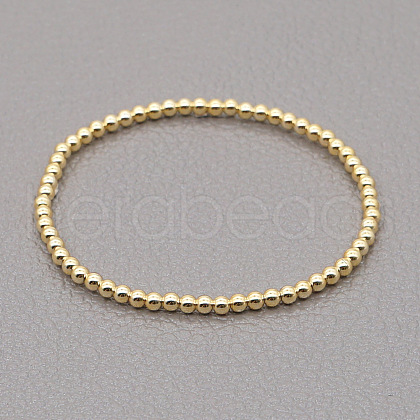 Classic Golden Tone Round Brass Beaded Stretch Bracelets for Women Men IN4084-6-1