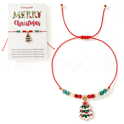 Imitation Pearl & Glass Beads Braided Bracelets EM8888-6-1
