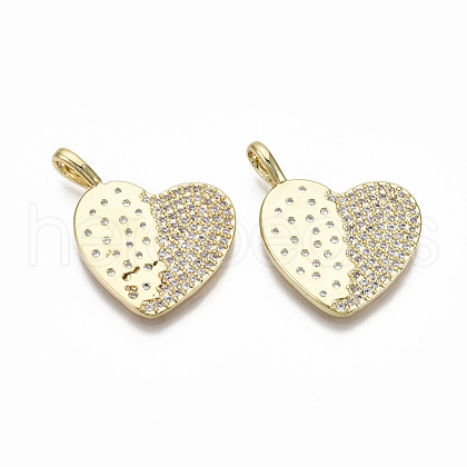 Brass Micro Pave Clear Cubic Zirconia Pendants KK-R133-010G-NF-1