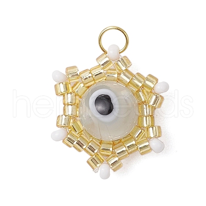 Beaded Star Eye Charms PALLOY-MZ00575-07-1