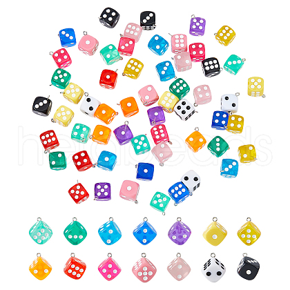 SUPERFINDINGS 56Pcs 14 Styles Transparent Resin Pendants FIND-FH0010-47-1