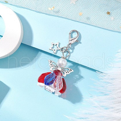 Angel Glass Beaded Pendant Decorations HJEW-MZ00201-03-1