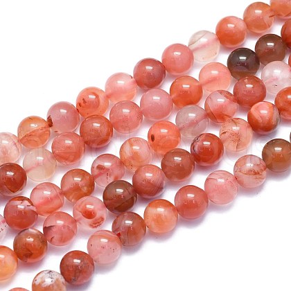 Natural South Red Agate Beads Strands G-K310-C03-8mm-1