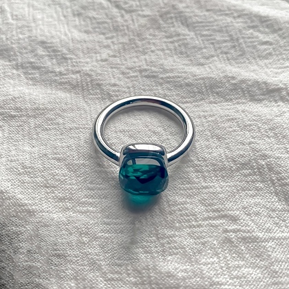 Square 304 Stainless Steel with Glass Finger Rings FS-WG8AAFA-48-1