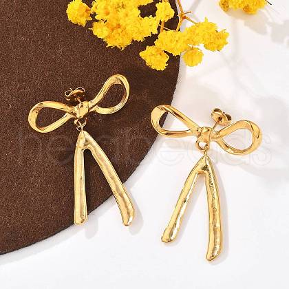 304 Stainless Steel Dangle Stud Earrings EJEW-I318-02G-02-1