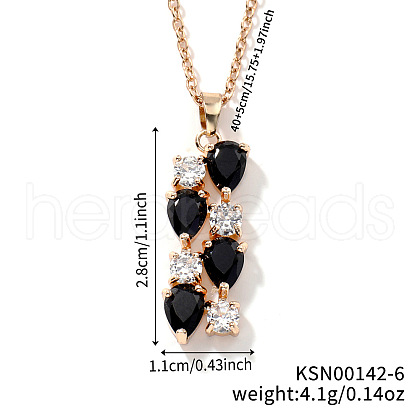 Brass Cubic Zirconia Long Tassel Pendant Necklaces for Fashionable Statement Style DV3387-6-1