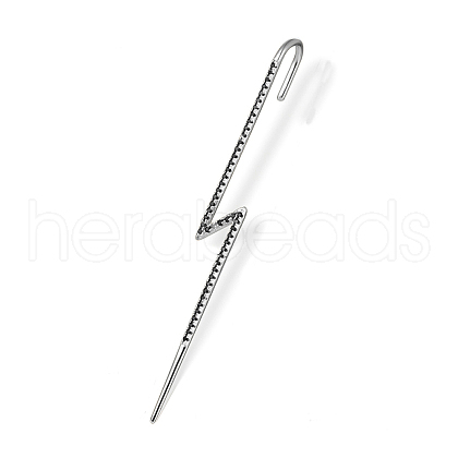 S925 Sterling Silver Rhinestone Lightning Bolt Cuff Earrings JO6413-6-1