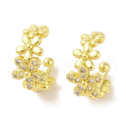 Brass Micro Pave Clear Cubic Zirconia Cuff Earrings for Women EJEW-I305-10G-1