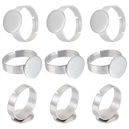 Beebeecraft 50Pcs Adjustable 304 Stainless Steel Finger Rings Components STAS-BBC0003-82-1