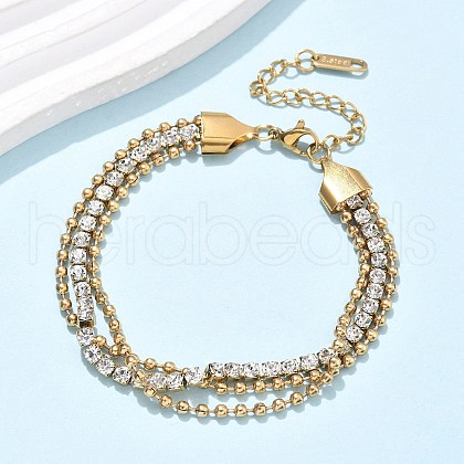 304 Stainless Steel Multi-strand Bracelets BJEW-C103-06G-1