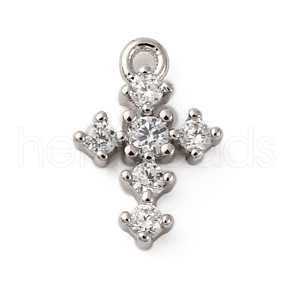 Brass Micro Pave Clear Cubic Zirconia Charms KK-V016-22D-P-1