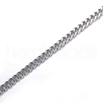 304 Stainless Steel Curb Chains CHS-P002-08P-0.6MM-1