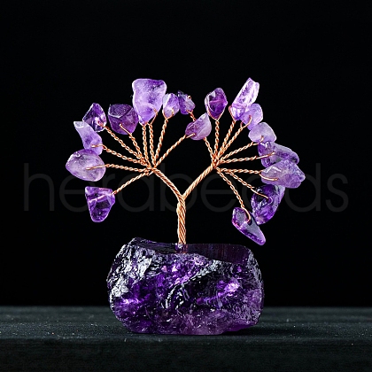 Natural Amethyst Chips Tree of Life Decorations PW-WG58129-02-1
