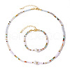 Bohemian Style Gemstone & Imitation Pearl Beaded Bracelets & Necklaces Set for Women WH2669-5