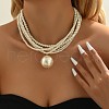 Plastic Imitation Pearl Round Ball Pendant Multi-Strand Beaded Necklaces FS-WG3508B-01-1