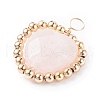 Alloy Faceted Natural Rose Quartz Beads Pendants PALLOY-JF01299-3