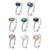 Natural & Synthetic Gemstone Open Cuff Ring RJEW-M166-04P-1