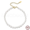 Natural Baroque Pearl Beaded Chain Bracelet with 925 Sterling Silver Clasps BJEW-I314-144-4