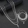 7Pcs Alloy Cross Pendant Necklaces & Bracelet Sets for Unisex PW-WGF8A56-01-1