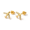 Clear Cubic Zirconia Airplane Stud Earrings EJEW-F301-02-2