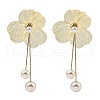 Flower Alloy Dangle Stud Earrings EJEW-L096-005G-2
