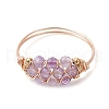 Natural Amethyst Beads with Solid Round Brass Beads and Eco-Friendly Copper Wire Rings RJEW-TA00184-01-2