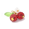 Handmade Polymer Clay Rhinestone Cherry Pendants PALLOY-JF03868-04-3