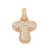 Brass Micro Pave Clear Cubic Zirconia Pendants KK-B099-01G-T-1
