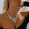 Leaf Brass Crystal Rhinestone Pendant Necklaces & Stud Dangle Earrings Sets FS-WG7504E-01-3