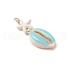 Cowrie Shell Enamel & Synthetic Turquoise Starfish Pendants PALLOY-JF03406-01-3