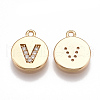 Brass Cubic Zirconia Charms KK-T038-194G-V-1