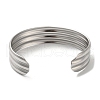 Stainless Steel Grooved Open Cuff Bangles for Women BJEW-G719-22P-3