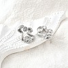 Brass Micro Pave Clear Cubic Zirconia Stud Earrings EJEW-V011-06P-3