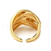 Brass Micro Pave Clear Cubic Zirconia Open Cuff Rings for Women RJEW-A048-21G-3