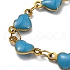 Golden 304 Stainless Steel Heart Link Chain Bracelet with Enamel BJEW-E088-01G-3