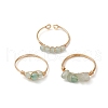 3Pcs Natural Green Aventurine Bead Finger Ring RJEW-JR00855-04-5