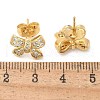 Brass Micro Pave Clear Cubic Zirconia Stud Earrings EJEW-D305-18G-4