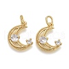 Brass Micro Pave Clear Cubic Zirconia Charms KK-F821-38G-2
