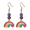Rainbow Alloy Enamel & Natural Amethyst Dangle Earrings for Women EJEW-JE05923-1