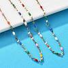 Colorful Enamel Oval & Dapped Link Chain Necklace NJEW-Q315-01G-4