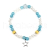3Pcs 3 Colors Dyed Round Natural Malaysia Jade with ABS Plastic Pearl Beaded Stretch Bracelets BJEW-JB11643-4