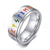 Rainbow Color Pride Flag Rune Words Odin Norse Viking Amulet Enamel Rotating Ring RABO-PW0001-037E-1