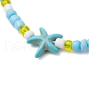 Synthetic Turquoise & Glass Seed Braided Bead Bracelets BJEW-JB11153-01-3