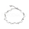 Non-Tarnish 304 Stainless Steel Moon & Heart Link Chain Bracelet for Women BJEW-G669-19P-1