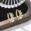 Brass Clear Cubic Zirconia Hoop Earrings EJEW-Q014-24G-1