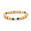 Natural Wood & Gemstone Beaded Stretch Bracelet BJEW-JB07820-4