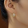 Elegant Brass Clear Cubic Zirconia Rectangle Hoop Earrings XT4885-2-1