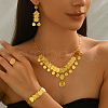 Vintage Arabian Style Brass Tassel Coins Bracelets & Earrings & Necklaces & Rings Sets for Weddings and Celebrations TB1874-3