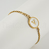 Flat Round with Letter Pattern 304 Stainless Steel Link Bracelets FS-WG4692B-36-1