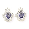 Rack Plating Brass Pave Mauve Cubic Zirconia Hamsa Hand Multi-Strand Links KK-F089-18S-1